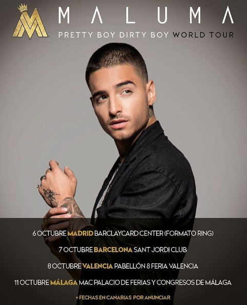 Concierto de Maluma en Valencia, España, Sábado, 08 de octubre de 2016