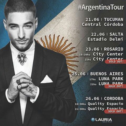 Concierto de Maluma en Salta, Argentina, Miércoles, 22 de junio de 2016