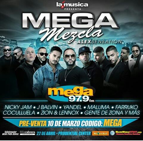 Concierto de Gente de Zona en Newark, New Jersey, Estados Unidos, Viernes, 22 de abril de 2016