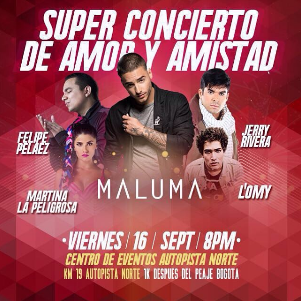 Concierto de L'Omy en Bogotá, Colombia, Viernes, 16 de septiembre de 2016