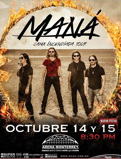 Concierto de Maná en Monterrey, Nuevo León, México, Miércoles, 14 de octubre de 2015