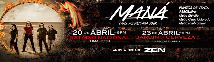 Concierto de Maná en Arequipa, Perú, Sábado, 23 de abril de 2016