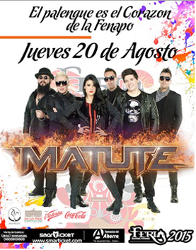 Concierto de Matute en San Luís Potosí, México, Jueves, 20 de agosto de 2015
