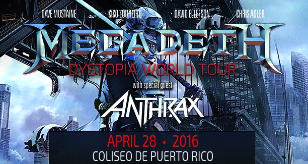 Concierto de Megadeth en San Juan, Puerto Rico, Jueves, 28 de abril de 2016