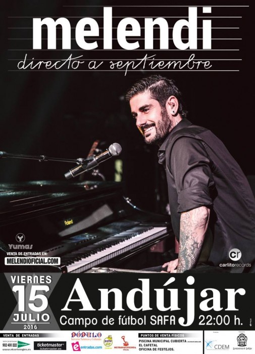 Concierto de Melendi en Andújar, Jaen, España, Viernes, 15 de julio de 2016
