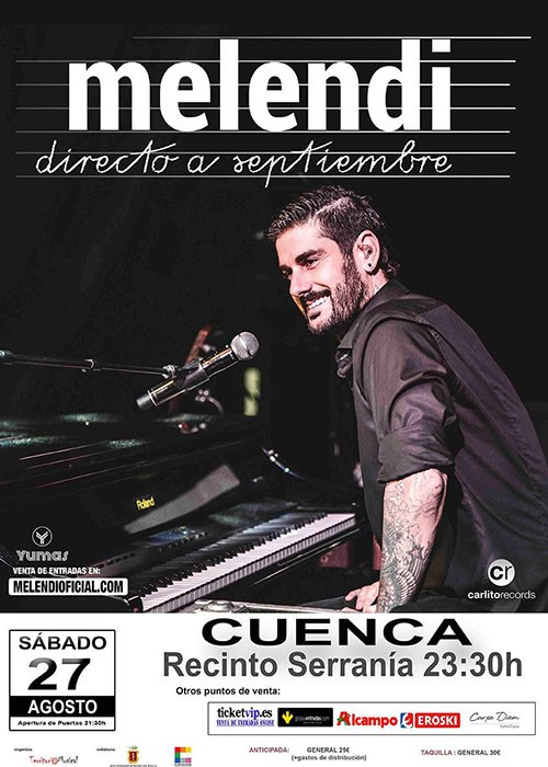 Concierto de Melendi en Cuenca, Cuenca, España, Sábado, 27 de agosto de 2016