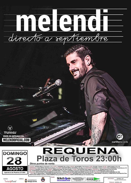 Concierto de Melendi en Requena, Valencia, España, Domingo, 28 de agosto de 2016