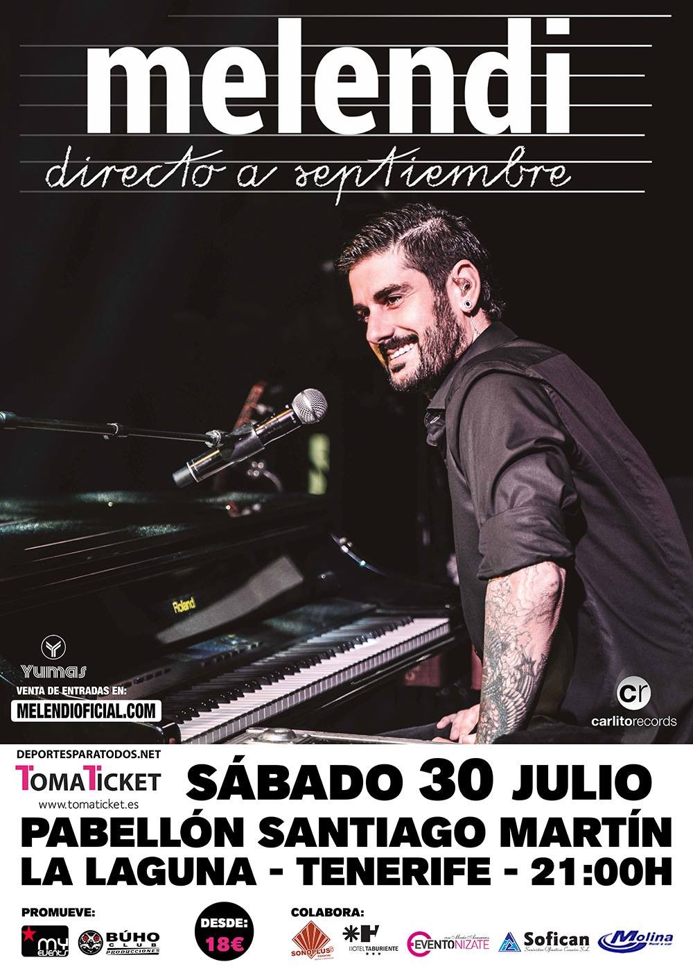 Concierto de Melendi en Santa Cruz de Tenerife, España, Sábado, 30 de julio de 2016