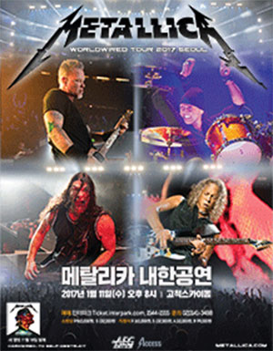 Concierto de Metallica en Seoul, South Korea, Miércoles, 11 de enero de 2017