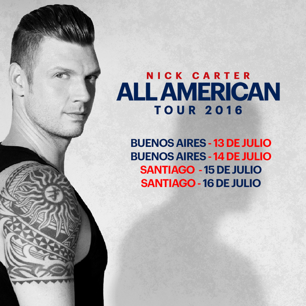 Concierto de Nick Carter en Santiago de Chile, Chile, Viernes, 15 de julio de 2016