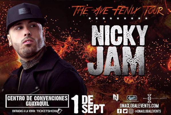 Concierto de Nicky Jam en Guayaquil, Ecuador, Jueves, 01 de septiembre de 2016