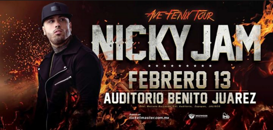 Concierto de Nicky Jam en Zapopan, Jalisco, México, Sábado, 13 de febrero de 2016