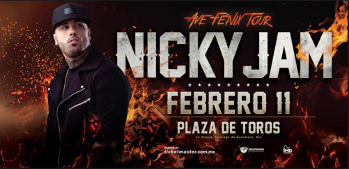 Concierto de Nicky Jam en Santiago de Querétaro, Querétaro, México, Jueves, 11 de febrero de 2016