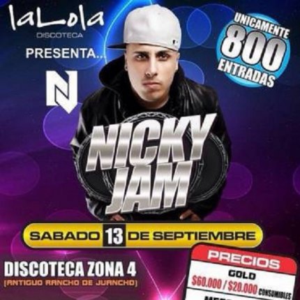 Concierto de Nicky Jam en Cúcuta, Colombia, Martes, 13 de septiembre de 2016