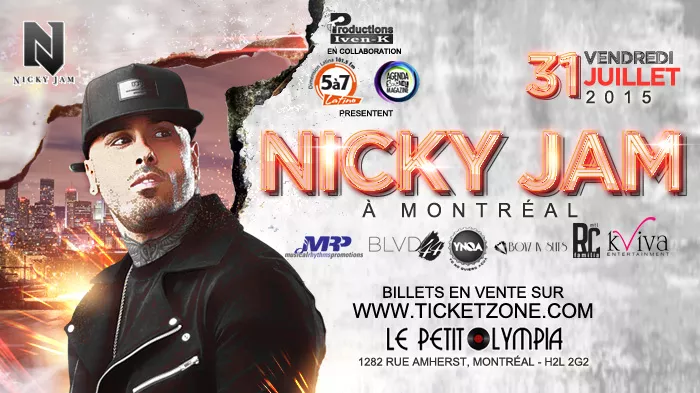 Concierto de Nicky Jam en Montreal, Canadá, Viernes, 31 de julio de 2015