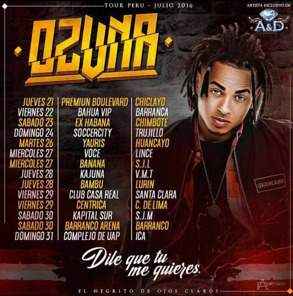 Concierto de Ozuna en Huancayo, Perú, Martes, 26 de julio de 2016