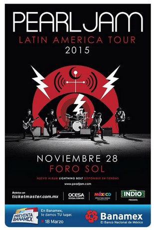 Concierto de Pearl Jam en Ciudad de México, México, Sábado, 28 de noviembre de 2015