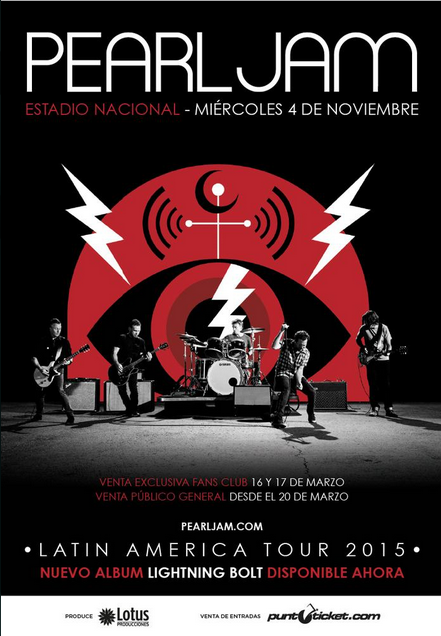 Concierto de Pearl Jam en Santiago de Chile, Chile, Miércoles, 04 de noviembre de 2015