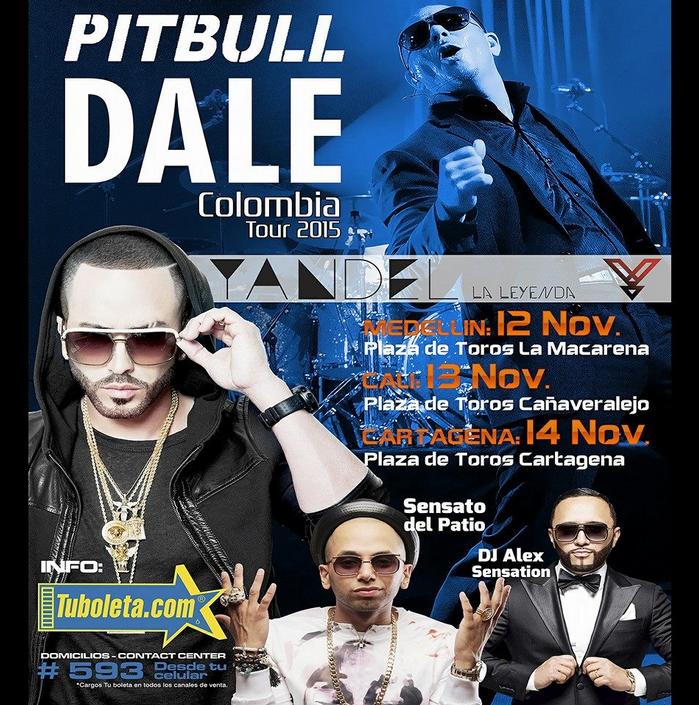 Pitbull, Yandel, Sensato del patio y Dj Alex Sensation Colombia 2015