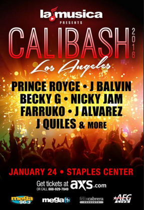 Concierto de J Balvin en Los Ángeles, California, Estados Unidos, Domingo, 24 de enero de 2016
