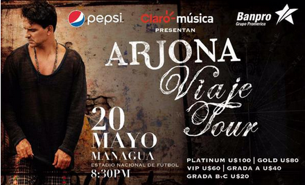 Concierto de Ricardo Arjona en Managua, Nicaragua, Miércoles, 20 de mayo de 2015