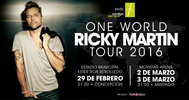 Concierto de Ricky Martin en Santiago de Chile, Chile, Miércoles, 02 de marzo de 2016