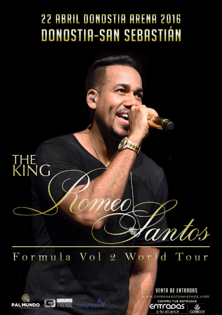 Concierto de Romeo Santos en San Sebastián, España, Viernes, 22 de abril de 2016