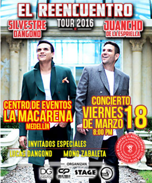 Concierto de Silvestre Dangond en Medellin, Colombia, Viernes, 18 de marzo de 2016