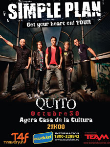 Concierto de Simple Plan en Quito, Ecuador, Domingo, 30 de octubre de 2016