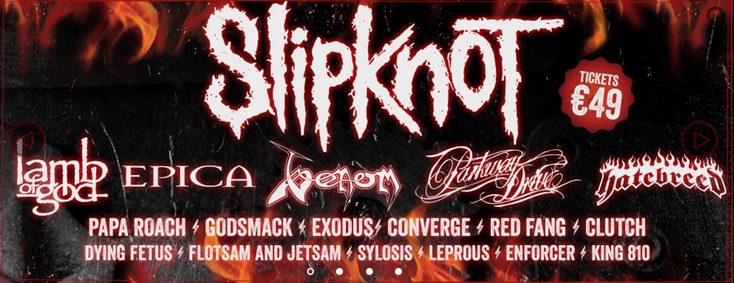 Concierto de Slipknot en Nimega, Güeldres, Países Bajos, Sábado, 06 de junio de 2015