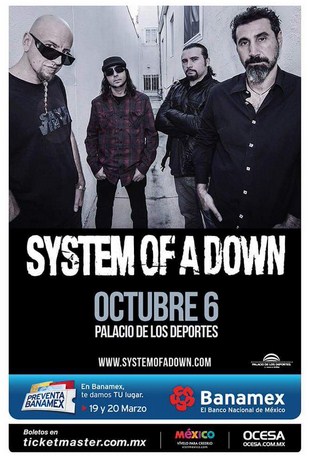 Concierto de System of A Down en Ciudad de México, México, Martes, 06 de octubre de 2015