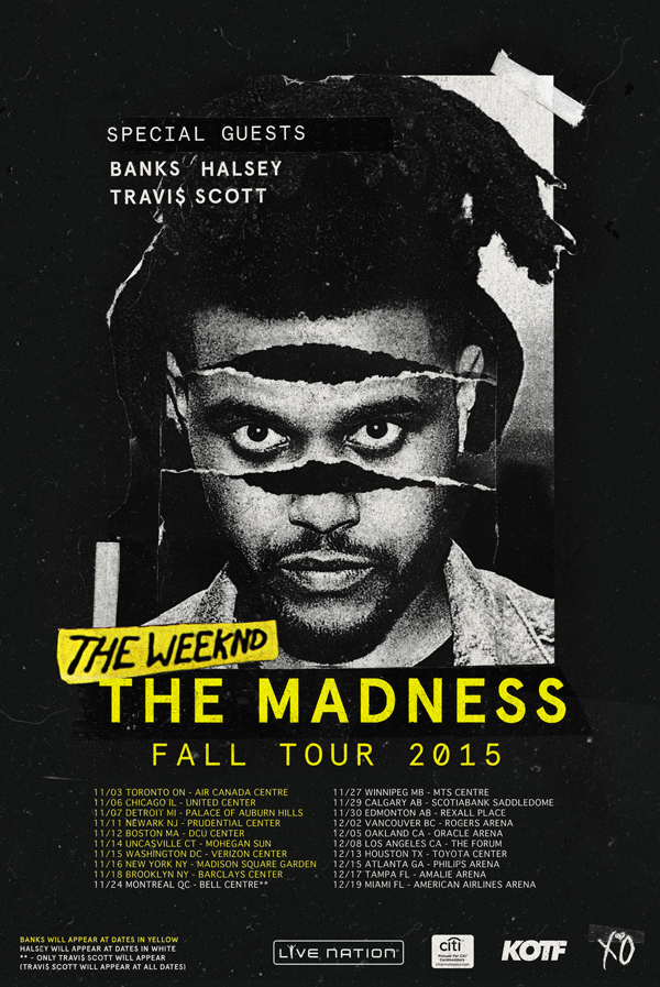 Concierto de The Weeknd en Winnipeg, Manitoba, Estados Unidos, Viernes, 27 de noviembre de 2015