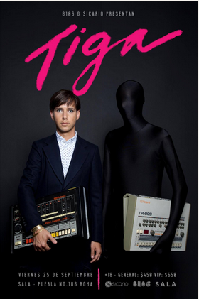 Concierto de Tiga en Ciudad de México, DF, México, Viernes, 25 de septiembre de 2015