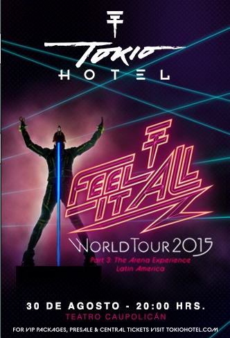 Concierto de Tokio Hotel en Santiago de Chile, Chile, Domingo, 30 de agosto de 2015