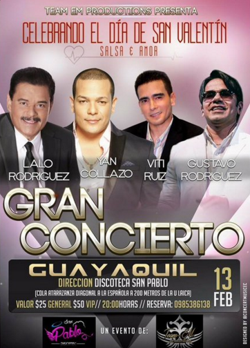 Concierto de Nando Ruíz en Guayaquil, Ecuador, Sábado, 13 de febrero de 2016