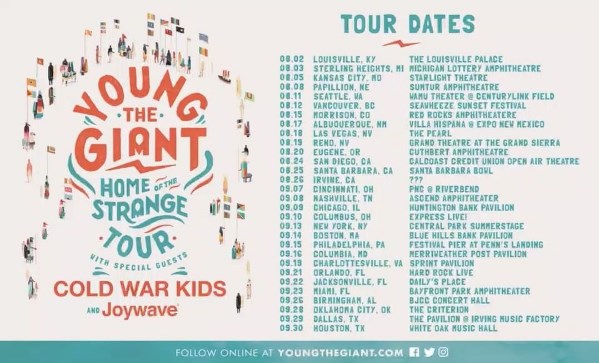 Concierto de Young The Giant                                                                          en Irvine, CA, Estados Unidos, Sábado, 26 de agosto de 2017