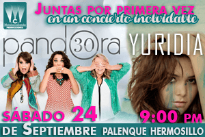 Concierto de Yuridia en Hermosillo, México, Sábado, 24 de septiembre de 2016