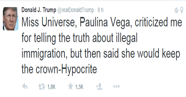 Donald Trump dijo que Paulina Vega es hipócrita