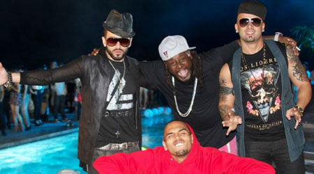 Wisin y Yandel con T-Pain y Chris Brown graban Algo Me Gusta de Ti