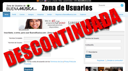 Buena Musica descontinuar� la Zona de Usuarios