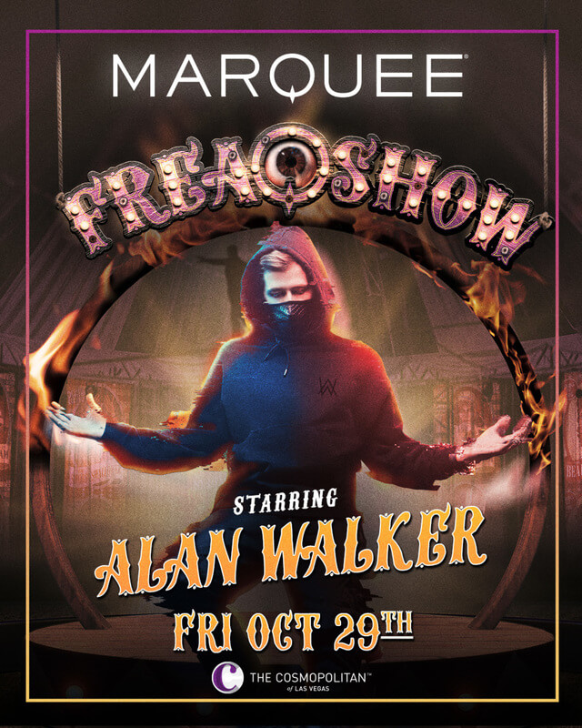Concierto de Alan Walker en Las Vegas, Nevada, Estados Unidos, Viernes, 29 de octubre de 2021