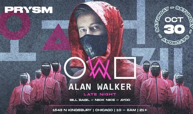 Concierto de Alan Walker en Chicago, Illinois, Estados Unidos, Sábado, 30 de octubre de 2021