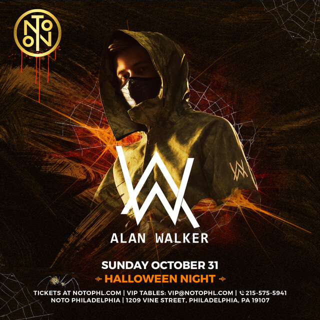 Concierto de Alan Walker en Philadelphia, Pensilvania, Estados Unidos, Domingo, 31 de octubre de 2021