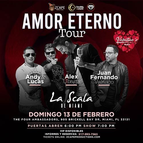Concierto de Juan Fernando Velasco, AMOR ETERNO TOUR, en Miami, Florida, Estados Unidos, Domingo, 13 de febrero de 2022
