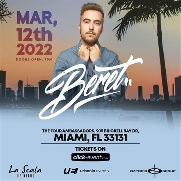Concierto de Beret, Prisma Tour, en Miami, Florida, Estados Unidos, Sábado, 12 de marzo de 2022