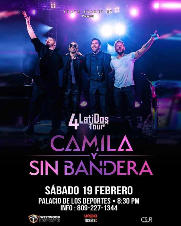 Concierto de Camila, 4 Latidos Tour, en Santo Domingo, Republica Dominicana, Sábado, 19 de febrero de 2022