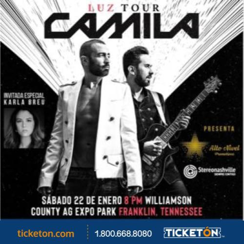 Concierto de Camila, LUZ TOUR, en Franklin, Tennessee, Estados Unidos, Sábado, 22 de enero de 2022