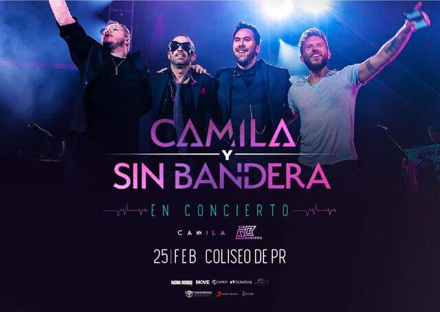 Concierto de Sin Bandera, 4 Latidos Tour, en San Juan, Puerto Rico, Viernes, 25 de febrero de 2022