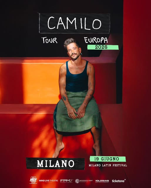 Concierto de Camilo, Tour Europa 2026, en Milán, Italia, Viernes, 19 de junio de 2026