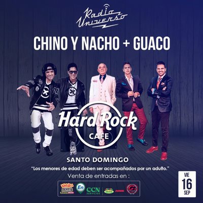 Concierto de Chino y Nacho en Santo Domingo, República Dominicana, Viernes, 16 de septiembre de 2016